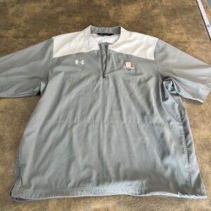 Under Armour Windshirt Mens XL Grey Patriots Cup 2018 Short Sleeve 1/4 Zip Golf
